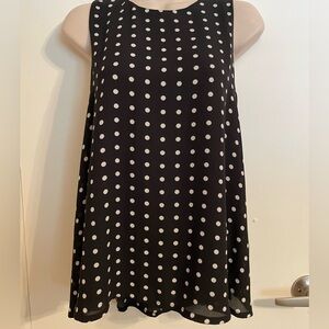Philosophy PS NWT black and white polka dot polyester sleeveless shirt.